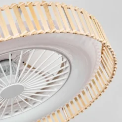 hofstein Benasal Plafonnier, Ventilateur de plafond lumineux Écru, Blanc, 1 lumière, Télécommandes