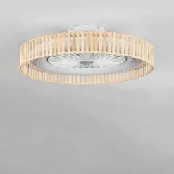 hofstein Benasal Plafonnier, Ventilateur de plafond lumineux Écru, Blanc, 1 lumière, Télécommandes