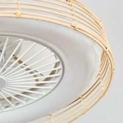 hofstein Benasal Plafonnier, Ventilateur de plafond lumineux Écru, Blanc, 1 lumière, Télécommandes