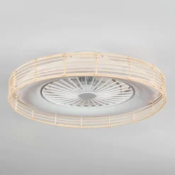 hofstein Benasal Plafonnier, Ventilateur de plafond lumineux Écru, Blanc, 1 lumière, Télécommandes