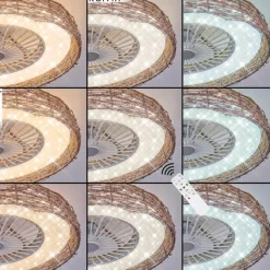 hofstein Benasal Plafonnier, Ventilateur de plafond lumineux Écru, Blanc, 1 lumière, Télécommandes