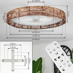 hofstein Benasal Plafonnier, Ventilateur de plafond lumineux Écru, Blanc, 1 lumière, Télécommandes