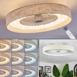 hofstein Benasal Plafonnier, Ventilateur de plafond lumineux LED Blanc, 1 lumière, Télécommandes