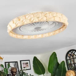 hofstein Benasal Plafonnier, Ventilateur de plafond lumineux LED Blanc, 1 lumière, Télécommandes