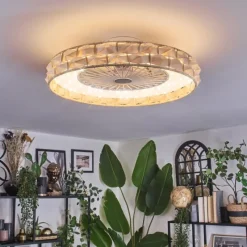 hofstein Benasal Plafonnier, Ventilateur de plafond lumineux LED Blanc, 1 lumière, Télécommandes