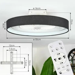 hofstein Benasal Plafonnier, Ventilateur de plafond lumineux LED Blanc, 1 lumière, Télécommandes