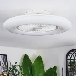 hofstein Benesal Plafonnier, Ventilateur de plafond lumineux LED Blanc, 1 lumière, Télécommandes