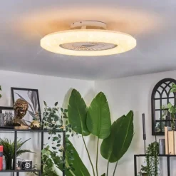 hofstein Benesal Plafonnier, Ventilateur de plafond lumineux LED Blanc, 1 lumière, Télécommandes