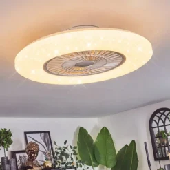 hofstein Benesal Plafonnier, Ventilateur de plafond lumineux LED Blanc, 1 lumière, Télécommandes