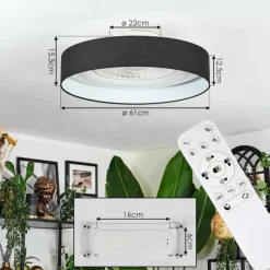 hofstein Benesal Plafonnier, Ventilateur de plafond lumineux LED Blanc, 1 lumière, Télécommandes