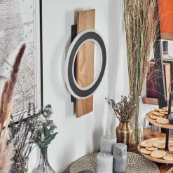 Luminaires Scandinaves-hofstein Besperia Applique murale LED Couleur bois, Noir, 1 lumière