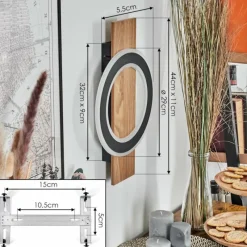 Luminaires Scandinaves-hofstein Besperia Applique murale LED Couleur bois, Noir, 1 lumière