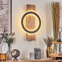 Luminaires Scandinaves-hofstein Besperia Applique murale LED Couleur bois, Noir, 1 lumière