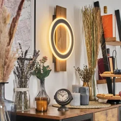 Luminaires Scandinaves-hofstein Besperia Applique murale LED Couleur bois, Noir, 1 lumière