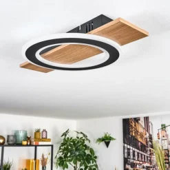 Luminaires Scandinaves-hofstein Besperia Plafonnier LED Couleur bois, Noir, 1 lumière