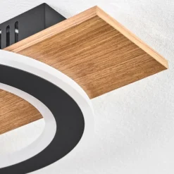 Luminaires Scandinaves-hofstein Besperia Plafonnier LED Couleur bois, Noir, 1 lumière