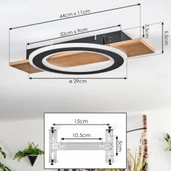 Luminaires Scandinaves-hofstein Besperia Plafonnier LED Couleur bois, Noir, 1 lumière
