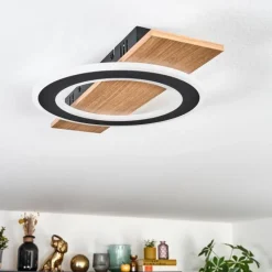 Luminaires Scandinaves-hofstein Besperia Plafonnier LED Couleur bois, Noir, 1 lumière