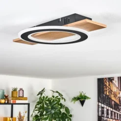 Luminaires Scandinaves-hofstein Besperia Plafonnier LED Couleur bois, Noir, 1 lumière