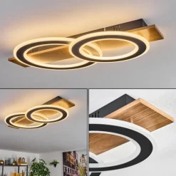 Luminaires Scandinaves-hofstein Besperia Plafonnier LED Couleur bois, Noir, 1 lumière