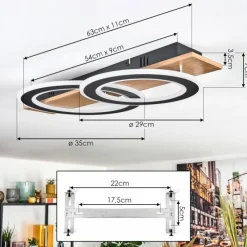 Luminaires Scandinaves-hofstein Besperia Plafonnier LED Couleur bois, Noir, 1 lumière