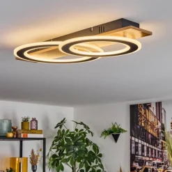 Luminaires Scandinaves-hofstein Besperia Plafonnier LED Couleur bois, Noir, 1 lumière