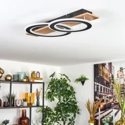 Luminaires Scandinaves-hofstein Besperia Plafonnier LED Couleur bois, Noir, 1 lumière