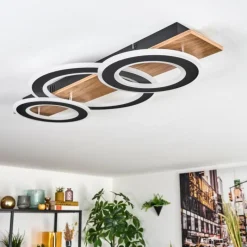 Luminaires Scandinaves-hofstein Besperia Plafonnier LED Couleur bois, Noir, 1 lumière