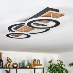 Luminaires Scandinaves-hofstein Besperia Plafonnier LED Couleur bois, Noir, 1 lumière