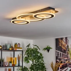 Luminaires Scandinaves-hofstein Besperia Plafonnier LED Couleur bois, Noir, 1 lumière