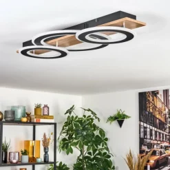 Luminaires Scandinaves-hofstein Besperia Plafonnier LED Couleur bois, Noir, 1 lumière