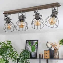 hofstein Bitterroot Plafonnier Gris, Écru, 4 lumières