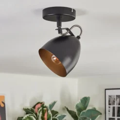Lampes Dorées-hofstein Bjedstrup Plafonnier, Spot de plafond, Spot mural Noir, 1 lumière