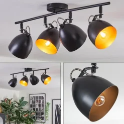 Lampes Dorées-hofstein Bjedstrup Plafonnier, Spot de plafond Noir, 4 lumières