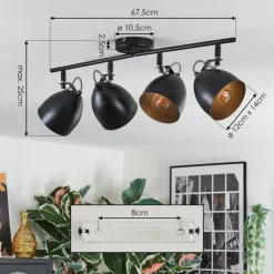 Lampes Dorées-hofstein Bjedstrup Plafonnier, Spot de plafond Noir, 4 lumières
