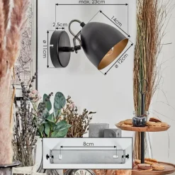 Lampes Dorées-hofstein Bjedstrup Spot de plafond, Applique murale, Spot mural Noir, 1 lumière