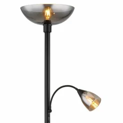 Suspension Verre Fumé-Luminaires Globo Lighting BLADE Lampadaire, Liseuse Noir, 1 lumière