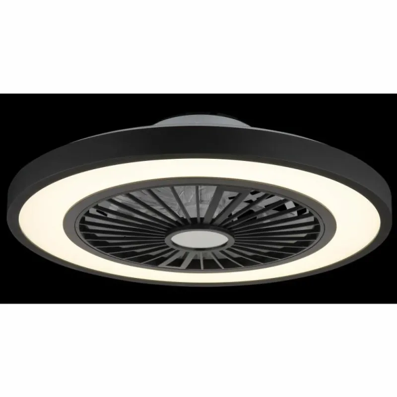 Luminaires Globo Lighting Blizzak Ventilateur de plafond lumineux LED Noir, 1 lumière, Télécommandes