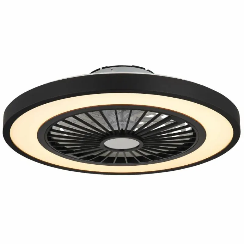 Luminaires Globo Lighting Blizzak Ventilateur de plafond lumineux LED Noir, 1 lumière, Télécommandes
