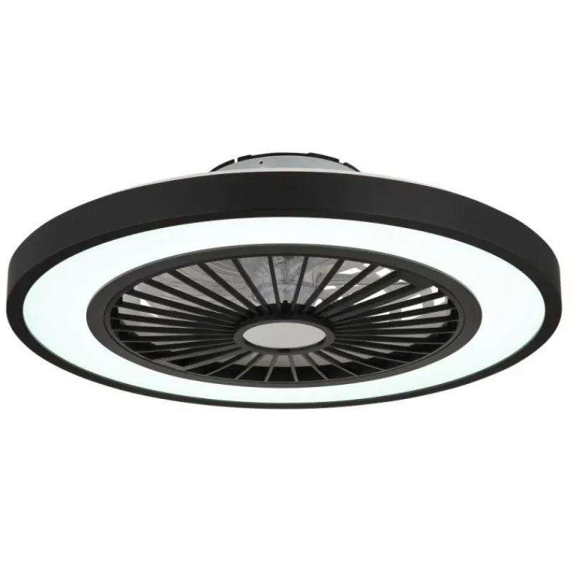 Luminaires Globo Lighting Blizzak Ventilateur de plafond lumineux LED Noir, 1 lumière, Télécommandes