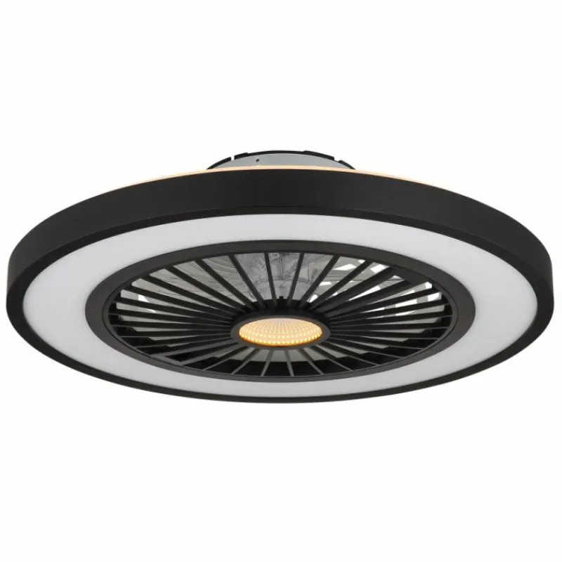 Luminaires Globo Lighting Blizzak Ventilateur de plafond lumineux LED Noir, 1 lumière, Télécommandes