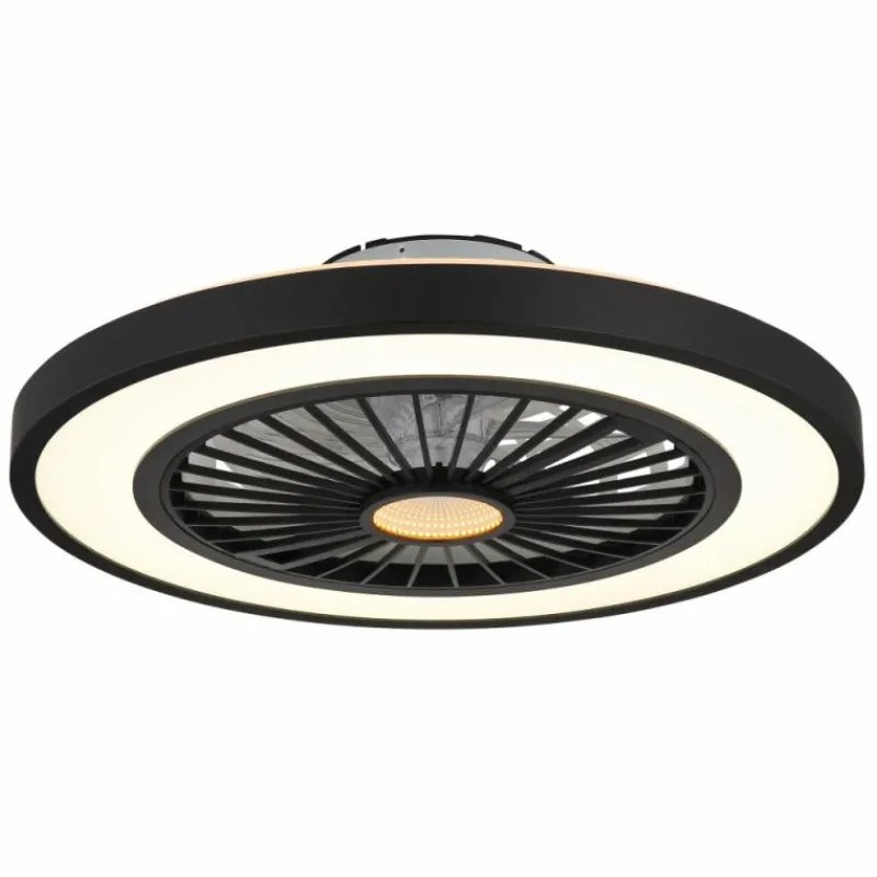 Luminaires Globo Lighting Blizzak Ventilateur de plafond lumineux LED Noir, 1 lumière, Télécommandes