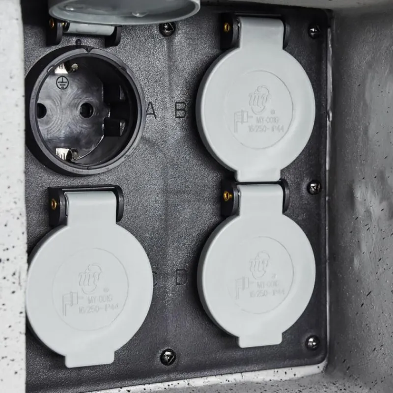 hofstein Bloc de prises électriques d'extérieur Tinú Noir, Pierre