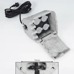 hofstein Bloc de prises électriques d'extérieur Tinú Noir, Pierre