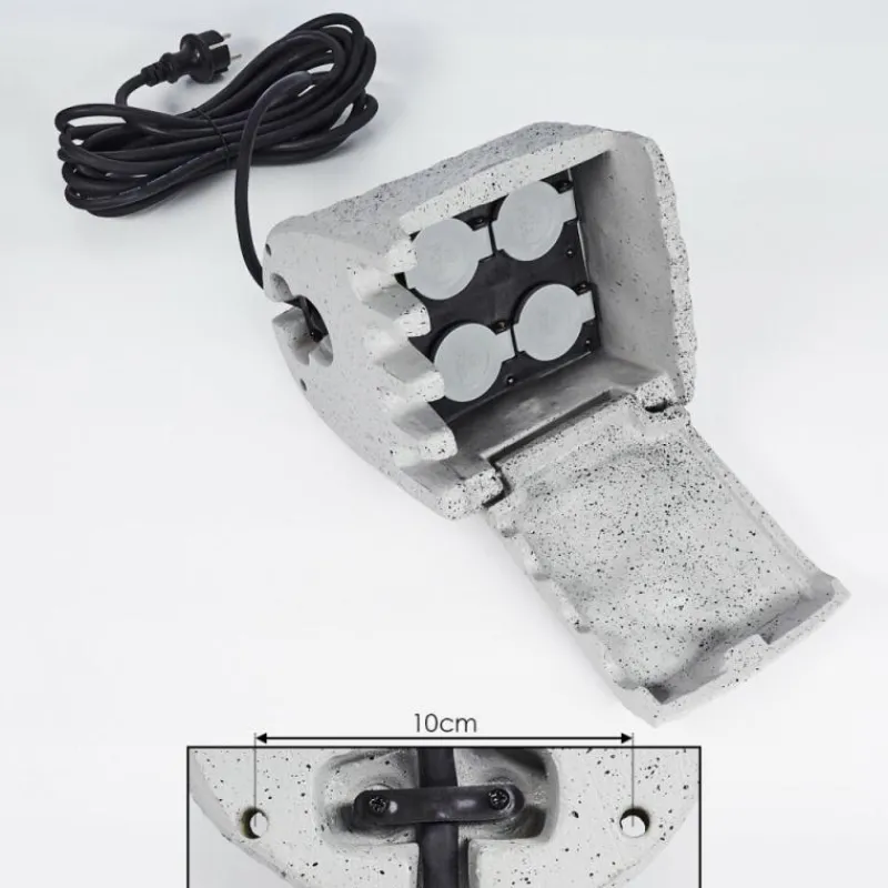 hofstein Bloc de prises électriques d'extérieur Tinú Noir, Pierre