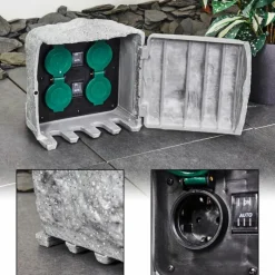 hofstein Bloc de prises électriques d'extérieur Tinú Noir