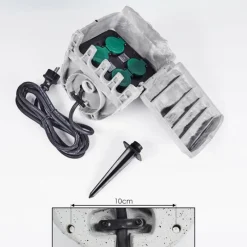 hofstein Bloc de prises électriques d'extérieur Tinú Noir