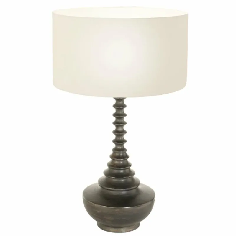 Lampes En Tissu-Luminaires Steinhauer Bois Lampe à poser Noir, 1 lumière