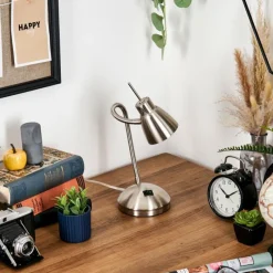 hofstein Bondorlunda Lampe de bureau, Lampe à poser Nickel mat, 1 lumière