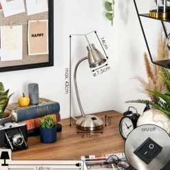 hofstein Bondorlunda Lampe de bureau, Lampe à poser Nickel mat, 1 lumière